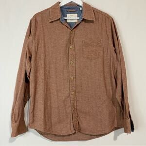 Weatherproof Vintage Men’s Long Sleeve Button Down Shirt Brown Rust Size Large